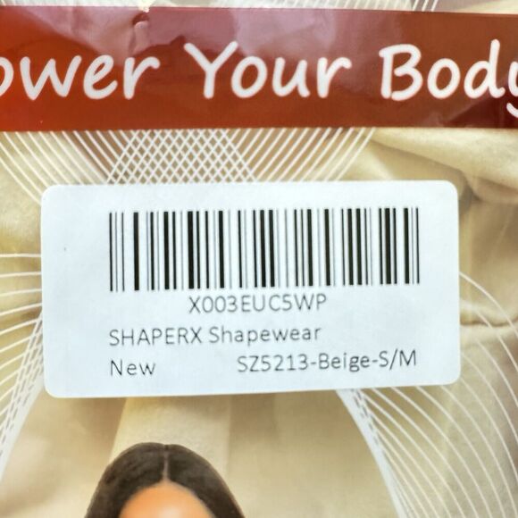 SHAPERX Bodysuit Tummy Control Shapewear Bodysuit S/M Beige STYLE 5213 NEW! - Picture 11 of 12